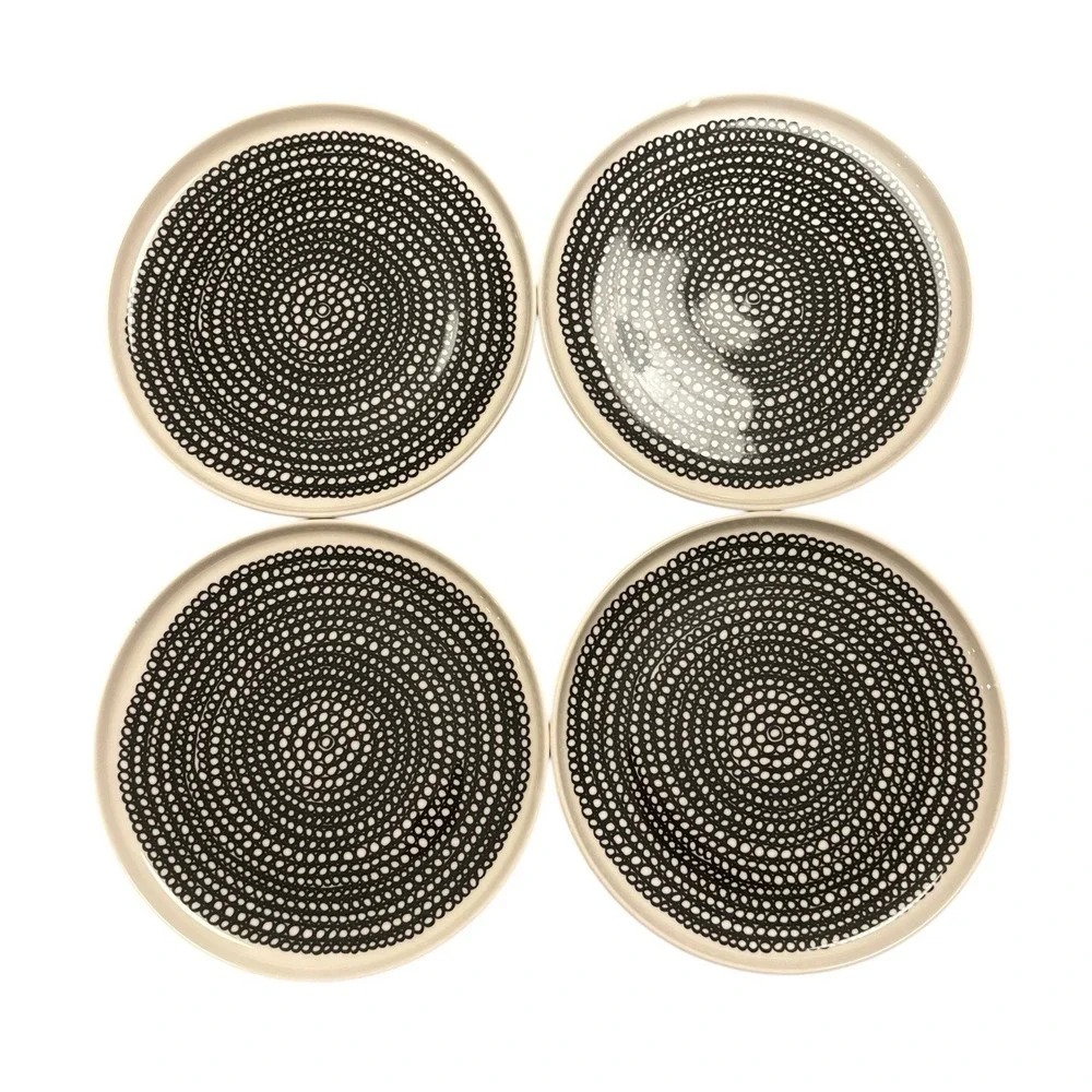Margimekko Oiva Siirtolapuutarha Black White Salad‎ Plate Set (4)